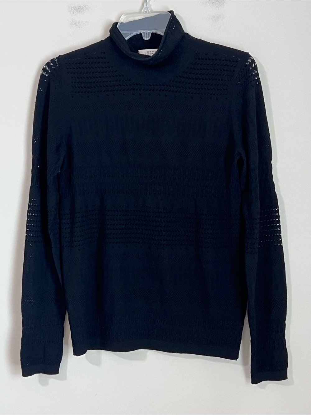 Dorothee Schumacher Sweater Open Knit Mock Neck Quiet Luxury Sz 4 Elevated Basic